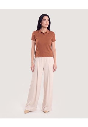 Polo Texturizada Essential Para Mujer Terracota Ostu