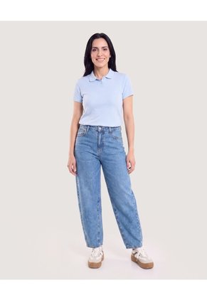 Polo Texturizada Essential  Para Mujer Azul Ostu