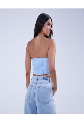 Blusa Para Mujer Manga Sisa Color Celeste Marca Ostu #40121071