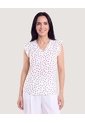 Blusa Manga Corta Con Boleros  Para Mujer Blanco Ostu de Ostu