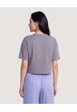 Camiseta Crop Oversize  Para Mujer Gris Ostu de Ostu