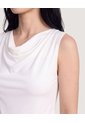 Camiseta Drapeado Brillo  Para Mujer Crema Ostu de Ostu