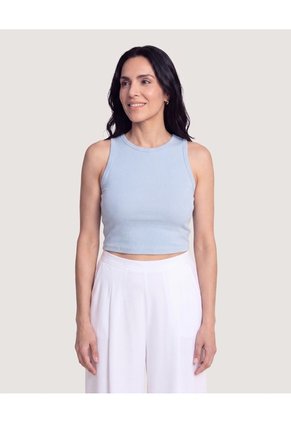 Tank Top Cuello Redondo Para Mujer Azul Ostu