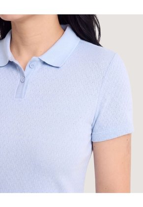 Polo Texturizada Essential  Para Mujer Azul Ostu