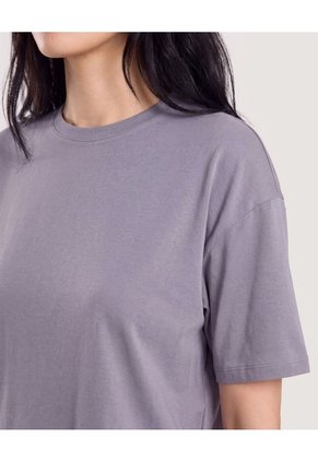 Camiseta Crop Oversize Para Mujer Gris Ostu