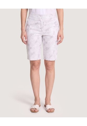 Bermuda Casual Con Bolsillos Estampada  Para Mujer Blanco Ostu Ostu