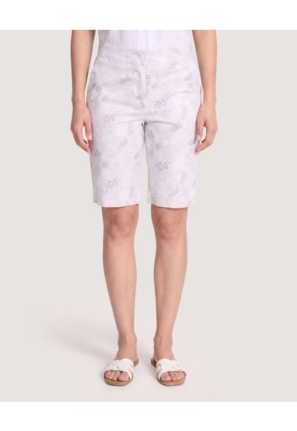 Bermuda Casual Con Bolsillos Estampada  Para Mujer Blanco Ostu