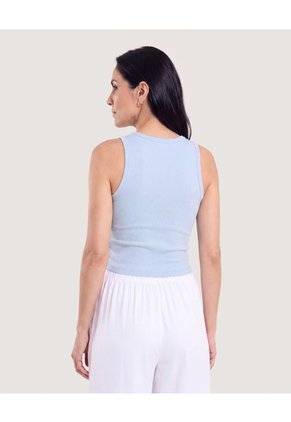 Tank Top Cuello Redondo Para Mujer Azul Ostu