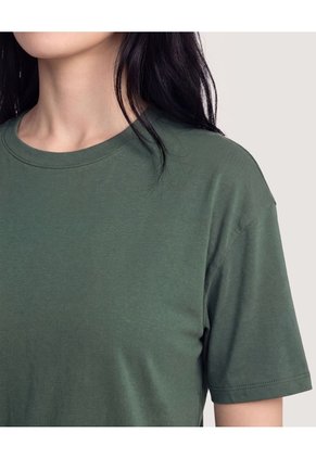 Camiseta Crop Oversize Para Mujer Verde Ostu