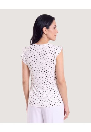 Blusa Manga Corta Con Boleros  Para Mujer Blanco Ostu