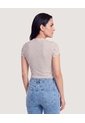 Camiseta Crop A Rayas  Para Mujer Café Ostu de Ostu