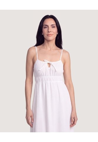Vestido Midi Tropical Texturizado  Para Mujer Marfil Ostu Ostu