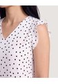 Blusa Manga Corta Con Boleros  Para Mujer Blanco Ostu de Ostu