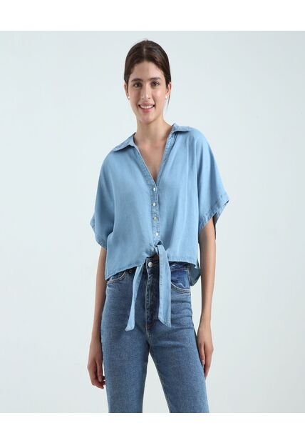 Camisa Para Mujer Manga Corta Color Azul  Marca Ostu #40010145