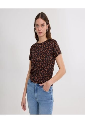 Camiseta Para Mujer Manga Corta Cuello Redondo Color Café Marca Ostu #40092417 Ostu