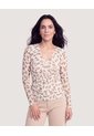Camiseta Encaje Floral Transparente  Para Mujer Beige Ostu de Ostu