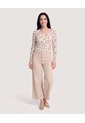 Camiseta Encaje Floral Transparente  Para Mujer Beige Ostu de Ostu