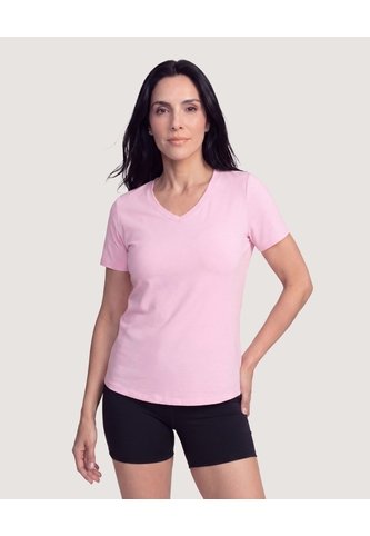 Camiseta Active Cuello V  Para Mujer Rosa Ostu Ostu