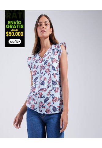 Blusa Para Mujer Manga Sisa Color Aguamarina Marca Ostu #40120842 Ostu