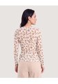 Camiseta Encaje Floral Transparente  Para Mujer Beige Ostu de Ostu