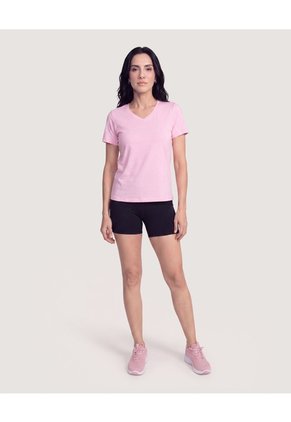 Camiseta Active Cuello V  Para Mujer Rosa Ostu