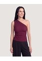 Camiseta One Shoulder Texturizada  Para Mujer Vino Ostu de Ostu