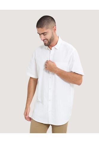 Camisa Para Hombre Manga Corta Con Bolsillo Cuello Casual M Color Marfil Marca Ostu #60010790 Ostu