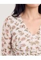Camiseta Encaje Floral Transparente  Para Mujer Beige Ostu de Ostu