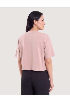 Camiseta Crop Oversize Para Mujer Rosa Ostu