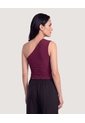 Camiseta One Shoulder Texturizada  Para Mujer Vino Ostu de Ostu