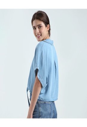 Camisa Para Mujer Manga Corta Color Azul  Marca Ostu #40010145