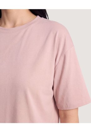 Camiseta Crop Oversize Para Mujer Rosa Ostu