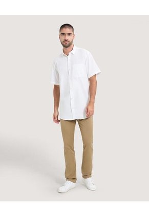 Camisa Para Hombre Manga Corta Con Bolsillo Cuello Casual M Color Marfil Marca Ostu #60010790