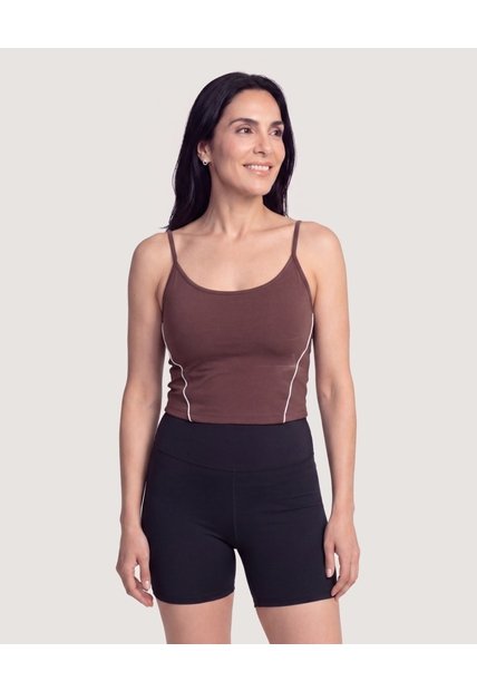 Top Active Contrast  Para Mujer Café Ostu