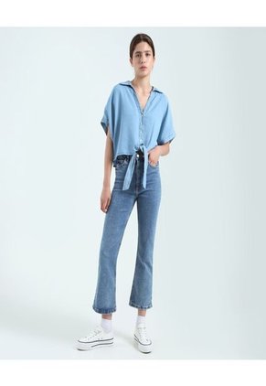 Camisa Para Mujer Manga Corta Color Azul  Marca Ostu #40010145