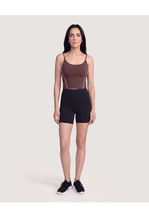 Top Active Contrast Para Mujer Café Ostu