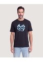Camiseta Basica Estampada  Para Hombre Negro Ostu de Ostu