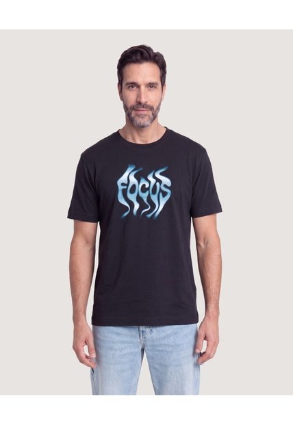 Camiseta Basica Estampada  Para Hombre Negro Ostu