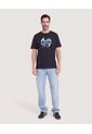 Camiseta Basica Estampada  Para Hombre Negro Ostu de Ostu