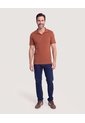 Polo Tricot Cuello Abierto  Para Hombre Terracota Ostu de Ostu