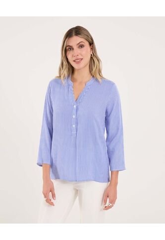 Blusa Para Mujer Manga 3/4 Color Azul Marca Ostu #40121179 Ostu