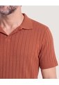 Polo Tricot Cuello Abierto  Para Hombre Terracota Ostu de Ostu