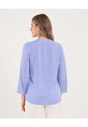 Blusa Para Mujer Manga 3/4 Color Azul Marca Ostu #40121179