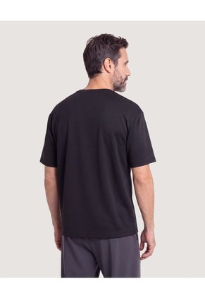 Camiseta Oversize Contrast  Para Hombre Negro Ostu