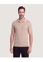 Polo Tricot Cuello Abierto  Para Hombre Beige Ostu de Ostu