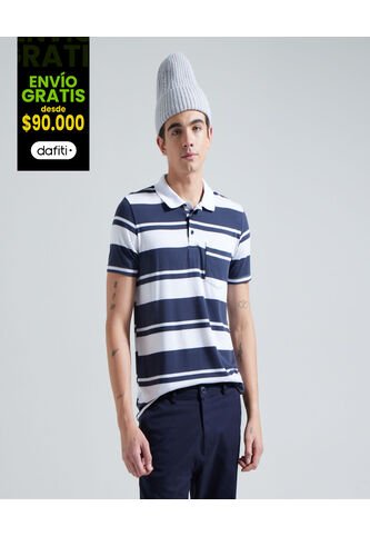 Polo Para Hombre Cuello Tejido Con Bolsillo Color Azul  Marca Ostu #60110537 Ostu