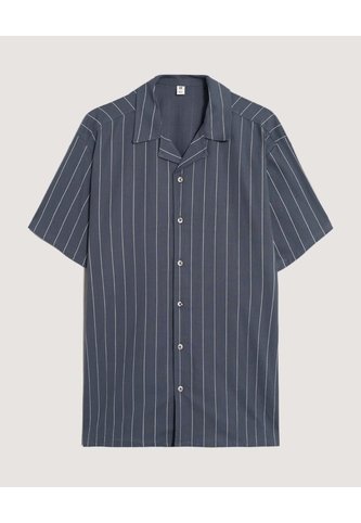 Camisa  Para Hombre Manga Corta Sin Bolsillo Cuello C Color Azul Marca Ostu #60010907 Ostu