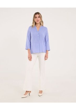 Blusa Para Mujer Manga 3/4 Color Azul Marca Ostu #40121179