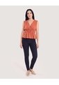 Blusa Escote V Fluida  Para Mujer Terracota Ostu de Ostu