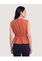 Blusa Escote V Fluida  Para Mujer Terracota Ostu de Ostu
